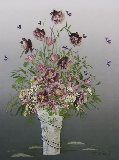 オダマキアレンジ さくら 吹雪の 押し花アトリエ プチ フルール