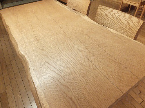 メーカー再生品】 北海道産ナラ材天然木 一枚板 テーブル - 座卓 