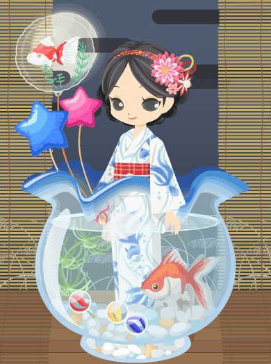ニコッとタウン 2016年8月限定2 すいすい金魚の浴衣 ～Goldfish Yukata 